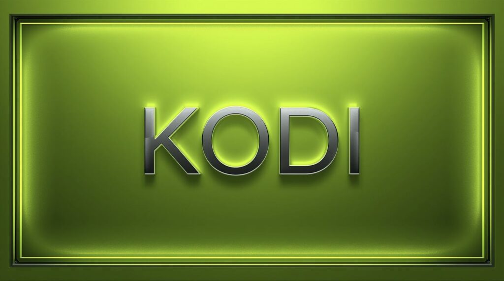 Kodi interface showing chartreuse highlight color using exact hex code #7FFF00 for menus, focus states, and visual accents.